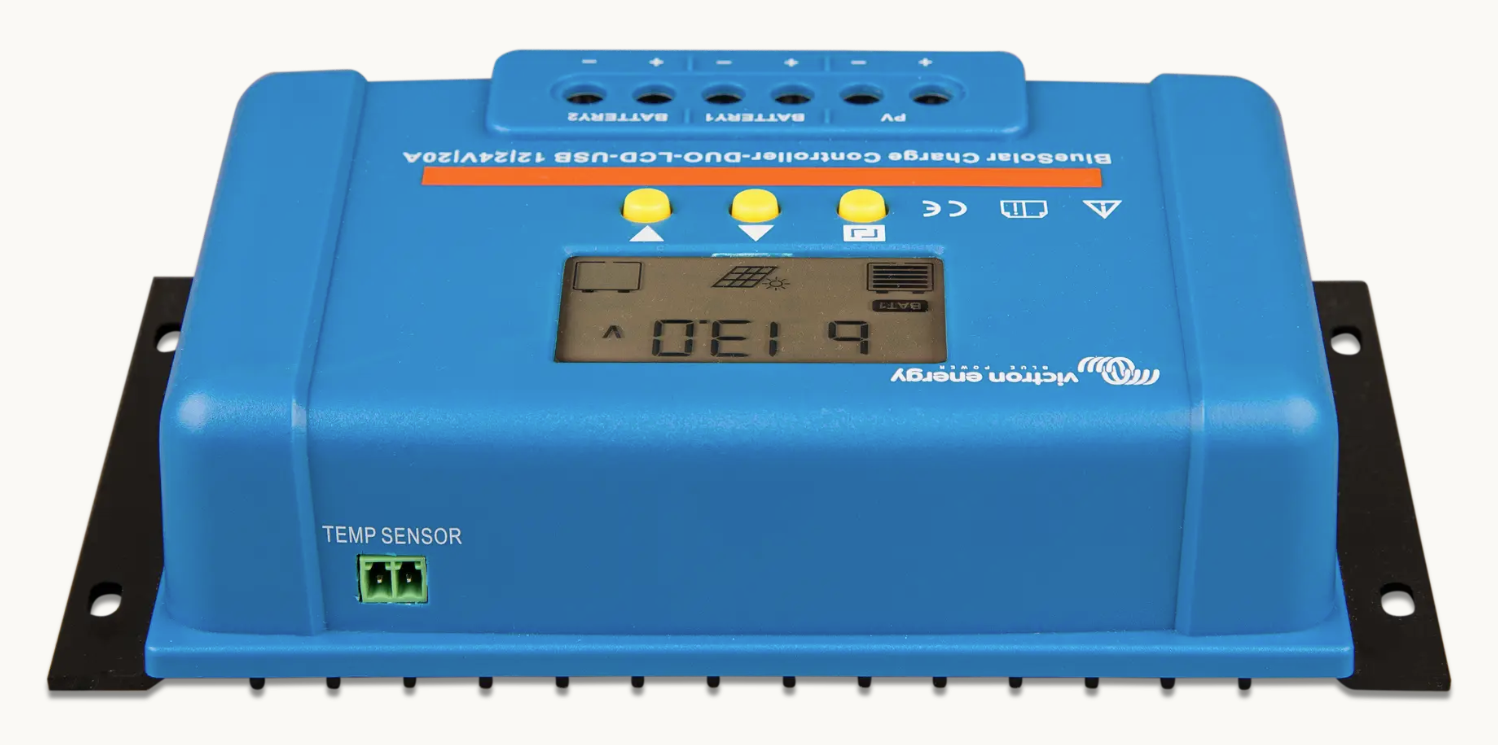 Victron Energy BlueSolar PWM DUO-LCD&USB – Controlador De Carga 12/24V 20A Con Pantalla LCD PWM DUO 12/24V 20A LCD USB 2 Baterías Victron Energy BlueSolar PWM DUO-LCD&USB – Controlador De Carga 12/24V 20A Con Pantalla LCD PWM DUO 12/24V 20A LCD USB 2 Baterías